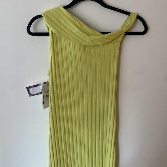 Simon Miller Boge Ribbed One-Shoulder Slit Body-Con Dress Yellow Green NWT S - Picture 8 of 8